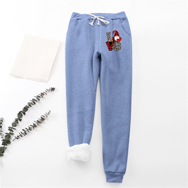 LSLJS Women's Christmas Santa Claus Print Leggings With Elastic Drawstring Pockets Thick Warm Pants, Womens Work Pants