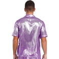 thumbnail image 2 of Miaeowve Mens Shiny Sheer Top PVC Leather Wet Look Glossy T-Shirt for Halloween Beach Pool Rave Party Purple L, 2 of 5