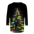 thumbnail image 5 of Meichang Chemises de Noël pour Femmes Grande Taille Manches 3/4 Col Rond Hauts de Vacances Classiques T-Shirts Graphiques Arbre de Noël en Solde Cadeaux de Noël, 5 of 5