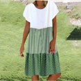 thumbnail image 2 of CHUANK Robes en Lin pour Femmes Été Grande Taille Manches Courtes Col en V Longueur Genou Robe Ample Décontractée Confortable Robe de Plage Soldes de Liquidation 2024, 2 of 7