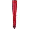thumbnail image 2 of BLISSFUL STEP Women's Boots Thigh High Patent Leather Stiletto Heel Pointed Toe Zipper Boots Red 8, 2 of 7
