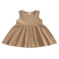 thumbnail image 1 of Robe de Bébé Enfant Fille Sans Manches Cou Solide Été une Ligne Robe, 1 of 8