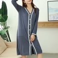 thumbnail image 4 of Timegard Chemise de Nuit pour Femmes à Boutons, Col en V, Manches Longues, Chemises de Sommeil, Pyjama Décontracté, Robe de Maison Confortable, 4 of 8