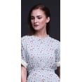 thumbnail image 3 of Bimba Robe Longue Imprimée en Rayonne à Plumes et Anémones, Taille Smockée, Fente Latérale, pour Femme - Medium, 3 of 6
