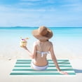 thumbnail image 4 of Green Microfiber Beach Towel Green Stripe Large Size 80X160Cm #0ROR0, 4 of 8