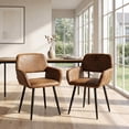 thumbnail image 1 of Homy Casa 2-Piece Brown Accent Chairs 31.9'', PU Leather Armchairs with Metal Legs for Dining Room, Bedroom, Office, 1 of 9