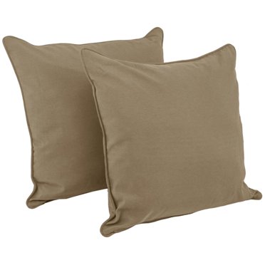 25-inch Double-corded Solid Twill Square Floor Pillows with Inserts (Set of 2), Toffee