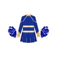 thumbnail image 4 of Hansber Déguisement d'Halloween pour Filles Enfants, Costume de Cheerleader pour Fête, Uniforme de Cheerleading à Manches Longues, Robe de Danse avec Pompon, Bleu 14, 4 of 6
