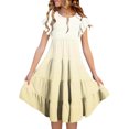 thumbnail image 1 of HNMKIU Robes pour Petite Fille à Manches Longues Robe d'Été Dégradé Décontractée et Confortable pour Filles (6 15 Ans) Jaune,8-9 Ans, 1 of 4