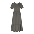 thumbnail image 3 of Robe d'Été pour Femmes 2024 Mode Grande Taille Décontractée à Manches Courtes Col Ras du Cou Robe Décontractée Fluide à Volants Maxi Robe de Plage avec Poches Rabais de 50 % Liquidation!, 3 of 5