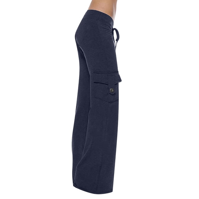 AherBiu Pantalon de Yoga Grande Taille pour Femmes Jambe Droite Taille Basse Extensible Confortable Pantalon de Détente