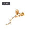 thumbnail image 3 of Unique Bargains 10Sets 9mm Leather Cord End Caps with Lobster Clasps & Extender Chain for DIY, Light Golden, 3 of 7