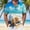 #783-Blue, variant on Ceisia Men's Surge Shallow Beach Starfish Print Short Sleeve Button Down Hawaiian Shirt With Chest Pocket Blue S Gifts