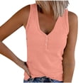 thumbnail image 1 of Timegard Tank Tops for Women Ribbed Deep V-Neck Button Slim Casual Sleeveless Shirts Basic Cami Top, 1 of 5