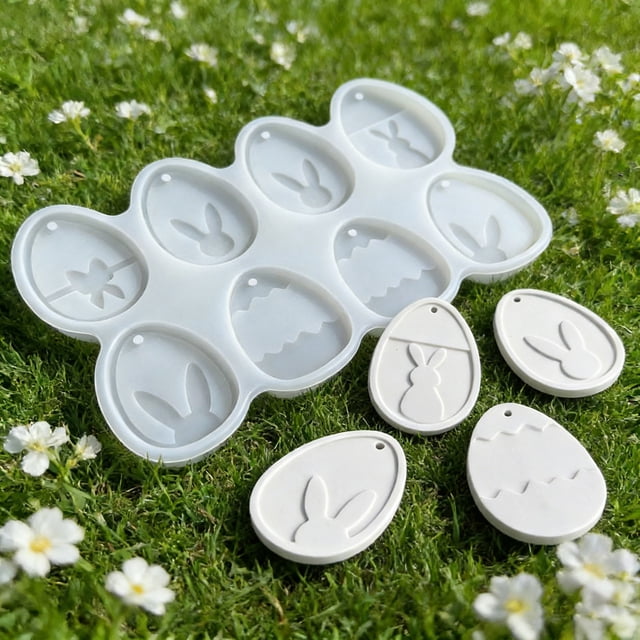 BotaniNest Cavities Silicone Mould Easter Silicone Moulds Casting Moulds Easter For Rabbits Pendant Epoxy Resin Casting Mould Rabbit Casting Mould Easter