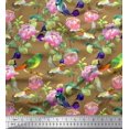 thumbnail image 1 of Soimoi Rayon Fabric Leaves,Floral & Hummingbird Bird Print Fabric by Yard 42 Inch Wide, 1 of 3