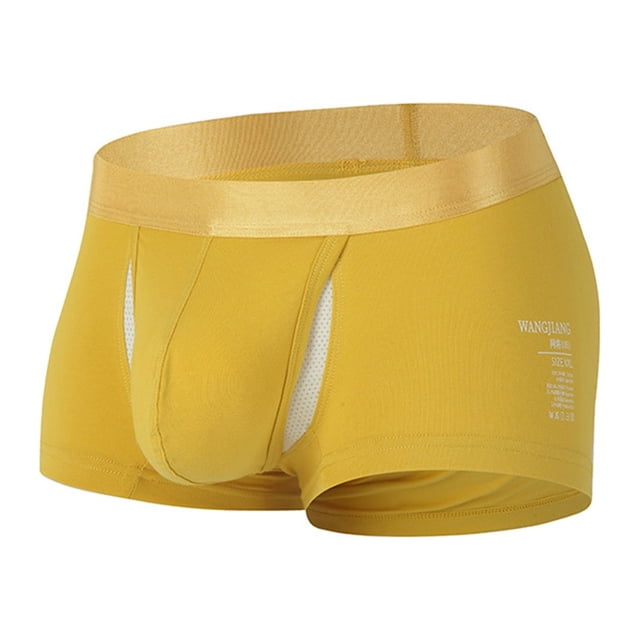 B91xZ Mens Boxer Seamless Breathable Oversized Men Bulge Poch Underpants,Yellow 3XL