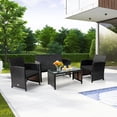 thumbnail image 4 of Costway 8PCS Patio Rattan Furniture Set Cushioned Chair Sofa Table Turquoise Black, 4 of 10