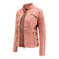 thumbnail image 3 of Veste de Moto Ajustée en Cuir pour Femmes avec Col Montant, 3 of 5