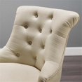 thumbnail image 4 of Linon Sinclair Beige Chaise de Bureau Rembourrée Réglable avec Base en Bois de Cerisier, 4 of 10