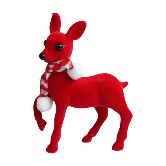 Christmas Reindeer Ornament, Red Plastic Deer Figurine for Mantel Dining Table, 11.81x7.87 Inches