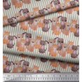 thumbnail image 3 of Soimoi Tissu Vert en Coton Duck à Rayures et Imprimé Chien 1 Yard 42 Pouces de Large, 3 of 5