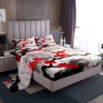 thumbnail image 1 of Erosebridal Ensembles de Draps Simple à Fleurs Rouges, Draps de Lit Simple à Fleurs Vintage, Literie à Encre Aquarelle Format Simple, Déco de Chambre en Microfibre, 3 Pcs, 1 of 6