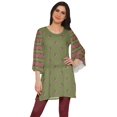 thumbnail image 1 of Moomaya Kurtis Courtes en Poly-Crêpe pour Femmes, Robe à Manches Kimono Imprimée, Haut Indien, 1 of 5