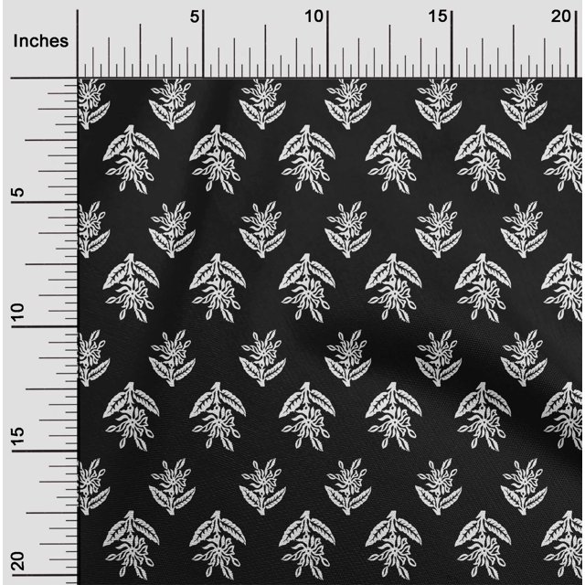 oneOone Georgette Viscose Fabric Leaves & Floral Block Print Fabric By Yard 42 Inch Wide