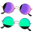 thumbnail image 1 of Joopin Lunettes de Soleil Rondes Hippie pour Femmes Hommes Lunettes de Soleil Rondes Protection UV400 (Vert Miroir + Violet Miroir), 1 of 7