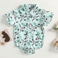 thumbnail image 2 of Fortune Infant Boy Cow Print Romper Baby Short Sleeve Button Up Shirt Bodysuit, 2 of 8