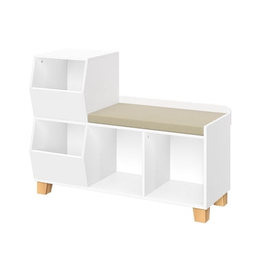 Kids Catch-All Multi-Cubby Storage Bench – White