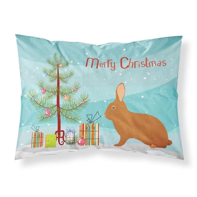 Carolines Treasures BB9336PILLOWCASE Rex Rabbit Taie d'Oreiller Standard en Tissu de Noël