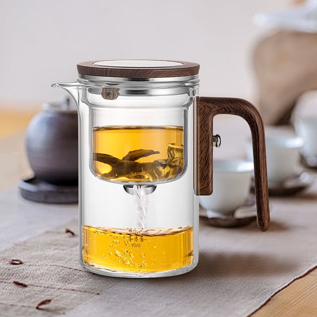 Glass Tea Infuser, Loose Leaf Tea Maker, Magnetic Floating Teapot with Borosilicate Glass Inner Bladder, Tea Water Separation for Home or Office, 1 Kettle 2 Cups