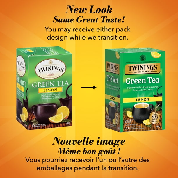 Twinings Green Tea Lemon Tea Bags, Bright & Citrusy, Naturally