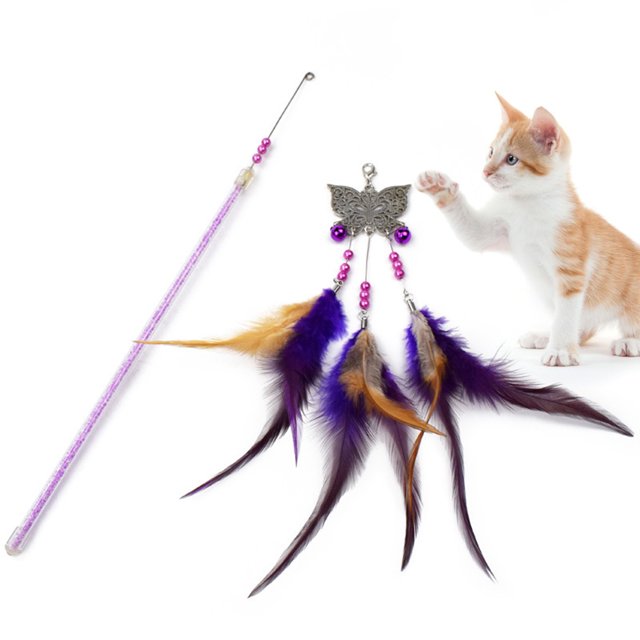 Cat Teaser Wand Creative Butterfly Decor Funny Cat Feather Toy Cat Training Toy