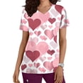 thumbnail image 1 of TIMIFIS Hauts de Gommage de la Saint-Valentin pour Femmes Manches Courtes Col en V Hauts Uniforme Imprimé de la Saint-Valentin Poches Blouse d'Infirmière avec Poches pring, 1 of 5