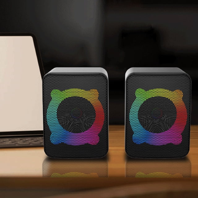 Birdeem Usb Powered Computer Speakers with Dynamic Rgb Lights,Wired 3.5Mm Stereo Sound for Desktop Pc Laptop,Mini Gaming Multimedia Speakers,Enhanced Bass