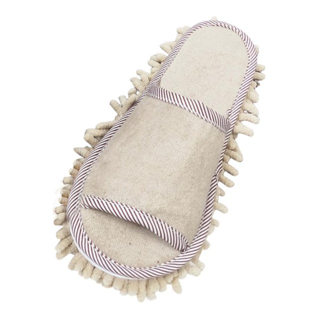 jifeng Mop Slippers Floor Cleaning Mopping Slippers Open Toe Quiet Comfortable Cleaning Beige
