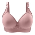 thumbnail image 1 of B91xZ Women's Plus Size Unlined Underwire Bra Seamless Rib Triangle Bralette,Pink 44, 1 of 4