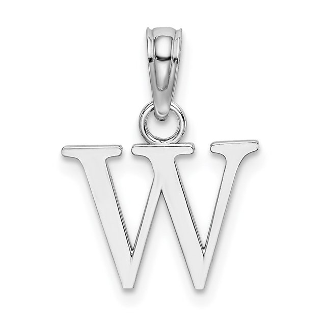Diamond2Deal 14K White Gold Block Letter W Initial Pendant for Women