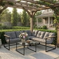 thumbnail image 2 of Outsunny Ensemble de Mobilier de Patio 4 Pcs avec Coussins Table Basse, Gris, 2 of 10