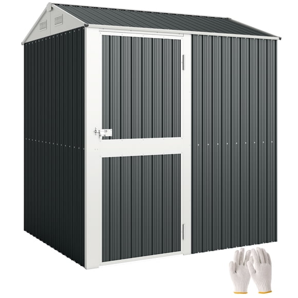 Outsunny Remise de Rangement Extérieure 7 Pieds x 6 Pieds de Hauteur, Remise Imperméable, Gris Foncé