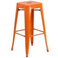 thumbnail image 1 of 30'' High Backless Orange Metal Indoor-Outdoor Barstool with Square Seat, 1 of 9