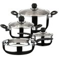 thumbnail image 1 of MAGEFESA Practika pot an pan set 7 Piece this cookware include Stockpot Stew pot Saucepan Deep saut? Stainless Steel compatible with all types of kitchens INDUCTION Dishwasher safe, 1 of 5