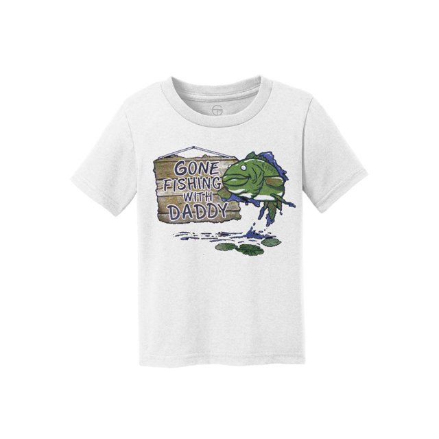 T-Shirt en Coton pour Enfants « Gone Fishing With Daddy » - Blanc - Petit