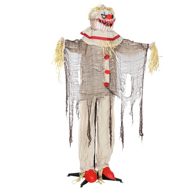 Outsunny Clown Citrouille Animé Halloween Taille Réelle 68 Pouces, Accessoires de Fête Intérieure