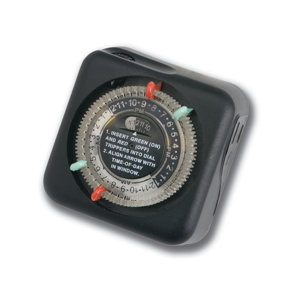 Kichler Outdoor Mechanical Timer with Tradition Pin Setting, Plug-In Landscape Lighting Automation Timer, Black, 15557BK, 3" x 3" x 2.75"