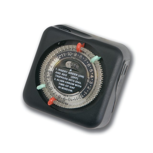 Kichler Outdoor Mechanical Timer with Tradition Pin Setting, Plug-In Landscape Lighting Automation Timer, Black, 15557BK, 3" x 3" x 2.75"