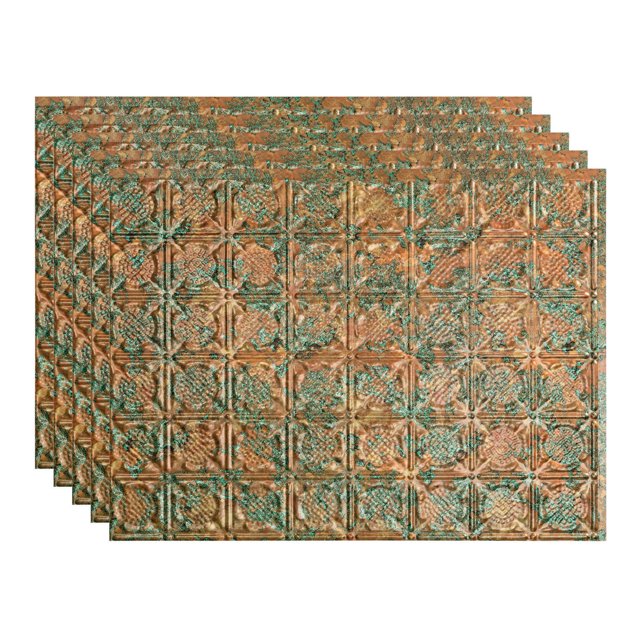 Fasade 18in x 24in Traditional Style 6 Copper Fantasy Backsplash Panel 5 Pack